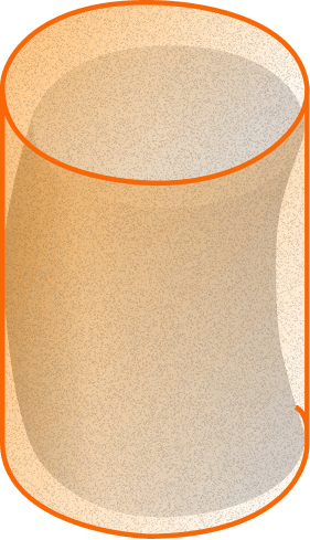 A barrelled cylinder drawn inside a perfect one, showing a part bulging out towards the boundary of perfect form.