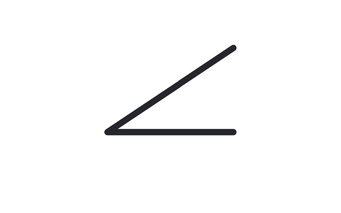 The angularity symbol: an acute angle.