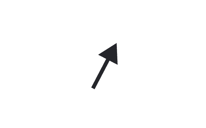 The circular runout symbol: a single arrow pointing up and to the right.