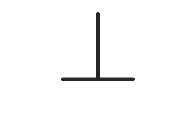 The perpendicularity symbol: a vertical line standing on a horizontal one.