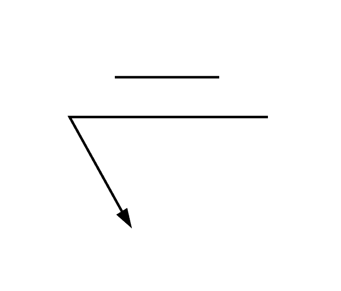 Flush or flat contour symbol: a short straight line above the reference line at the arrow break.